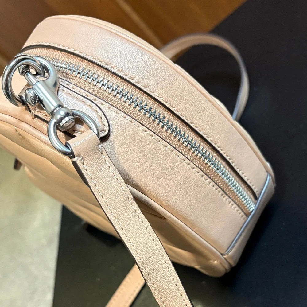 Coach Heart Quilted Crossbody Bag Beige Leather w/ Hangtag